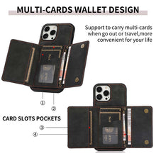 Load image into Gallery viewer, Casekis Wallet Case Tri-fold Cardholder Phone Case Black
