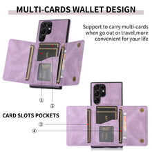 Lade das Bild in den Galerie-Viewer, Wallet phone case leather tri-fold cardholder phone case for Galaxy
