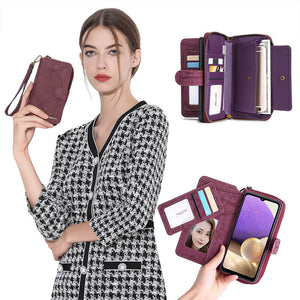 Multifunctional Zipper Wallet Detachable Card Case For Samsung Galaxy A42 5G - Casekis
