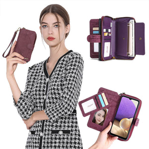 Multifunctional Zipper Wallet Detachable Card Case For Samsung Galaxy A12 - Casekis