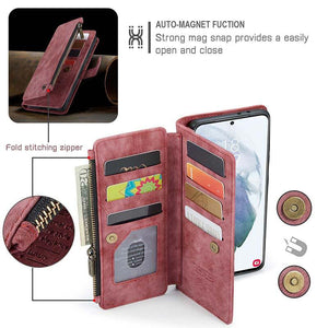 Casekis Leather Zipper Phone Case For Galaxy S21 FE 5G