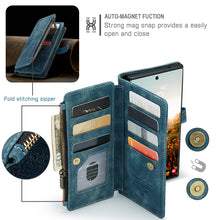 Load image into Gallery viewer, Casekis Leather Zipper Phone Case For Galaxy S22 Ultra 5G Blue
