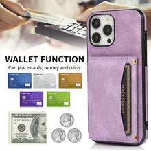 Load image into Gallery viewer, Wallet phone case leather tri-fold cardholder phone case for iPhone
