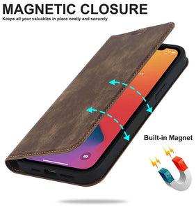 Casekis Wireless Charging Magnetic Wallet Phone Case Brown