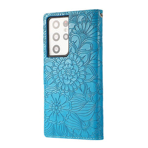 Samsung Galaxy Embossed Flower Flip Wallet Case - Casekis
