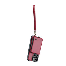 Load image into Gallery viewer, Casekis Zipper Crossbody Wallet RFID Phone Case Red
