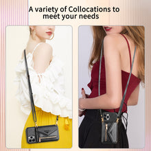 Load image into Gallery viewer, Casekis Crossbody Strap Leather Magnetic Wallet Phone Case Black
