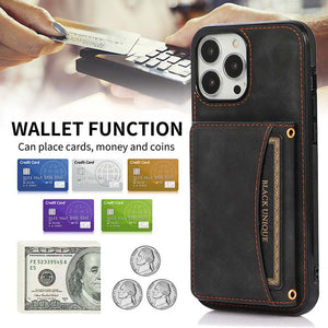 Casekis Wallet Case Tri-fold Cardholder Phone Case Black