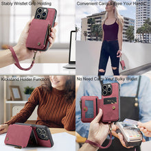Load image into Gallery viewer, Casekis Wrist Strap Wallet Phone Case Red
