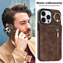 Load image into Gallery viewer, Casekis Card Holder Ring Phone Case Brown
