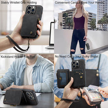 Load image into Gallery viewer, Casekis Wrist Strap Wallet Phone Case Black
