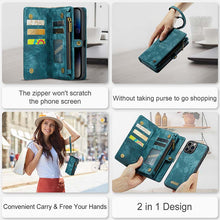 Load image into Gallery viewer, Casekis Wrist Strap Zipper Wallet Phone Case Blue
