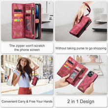 Load image into Gallery viewer, Casekis Wrist Strap Zipper Wallet Phone Case Red
