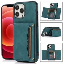 Load image into Gallery viewer, Wallet phone case leather tri-fold cardholder phone case for iPhone
