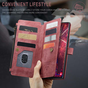 Casekis Leather Zipper Phone Case For Galaxy S22 Ultra 5G