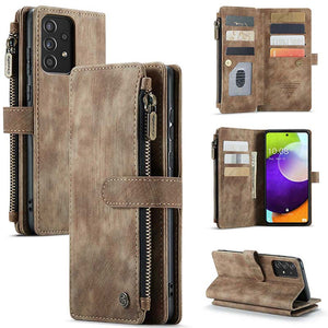 Leather Phone Case Zipper Case for Galaxy A52 4G/5G
