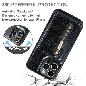 Casekis Glitter Cardholer Magnetic Phone Case Black