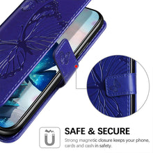 Load image into Gallery viewer, Casekis Embossed Butterfly Wallet Phone Case Blue
