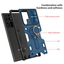 Load image into Gallery viewer, Casekis Sliding Lens Protection ring holder Blue case for Galaxy S22 Ultra
