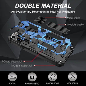 Casekis Armor Shockproof With Kickstand Phone Case Dark Blue Camouflage
