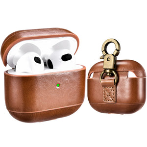 Casekis Genuine Leather Case With Keychain for AirPods 3