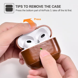 Casekis Genuine Leather Case With Keychain for AirPods 3