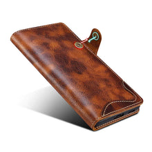 Load image into Gallery viewer, Genuine Cowhide Leather Button Flip Phone Case For Samsung Galaxy S21 Plus 5G - Casekis
