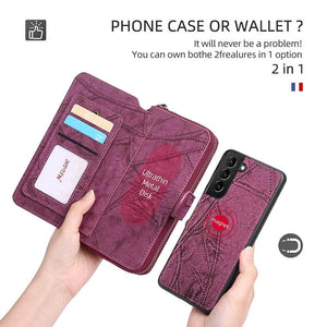 Multifunctional Zipper Wallet Detachable Card Case For Samsung Galaxy S21 Plus - Casekis