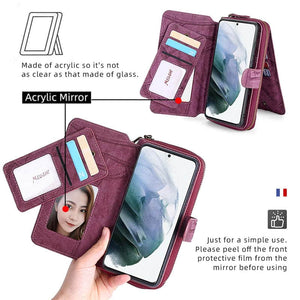 Multifunctional Zipper Wallet Detachable Card Case For Samsung Galaxy S21 Plus - Casekis