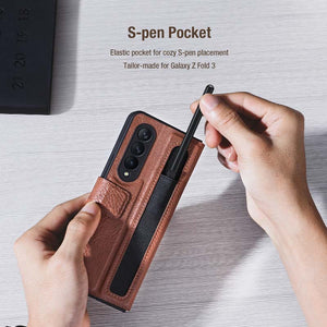 Casekis Leather Case With S-pen Slot for Galaxy Z Fold 3 5G