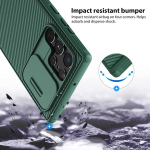 Casekis Slide Phone Lens Protection Green Case for Galaxy S22 Ultra 5G