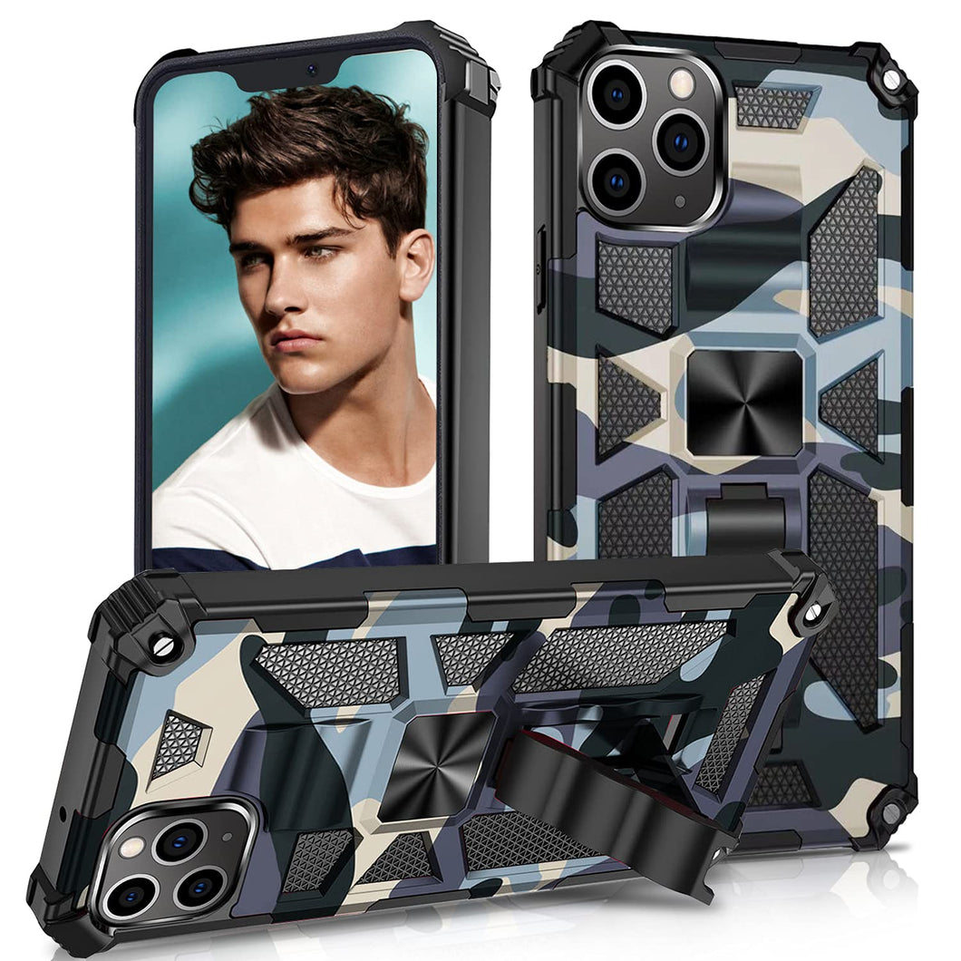 Casekis Armor Shockproof With Kickstand Phone Case Light Blue Camouflage