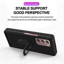 Load image into Gallery viewer, Samsung Galaxy Z Fold 3/Fold 2 Luxury Carbon Fiber Texture Leather Stand Shockproof Case - Casekis
