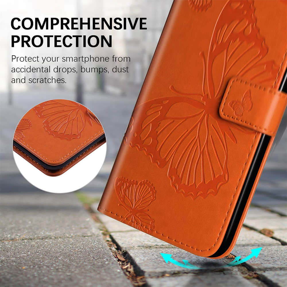 Casekis Embossed Butterfly Wallet Phone Case Orange