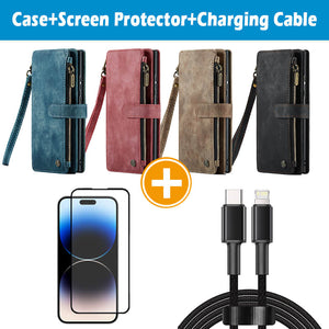 Casekis Leather Zipper Phone Case For iPhone 14 Pro