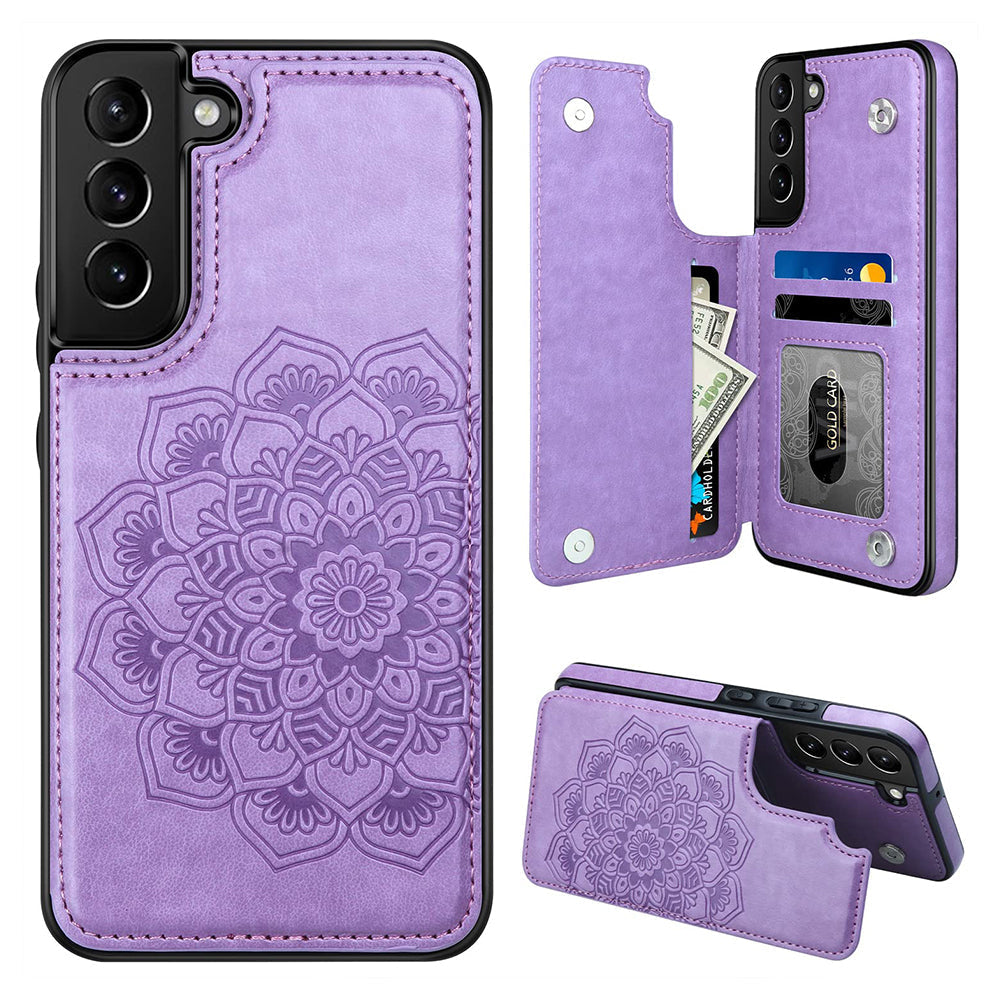 Casekis Mandala Embossed Phone Case for Galaxy S22 5G Purple