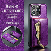 Load image into Gallery viewer, Casekis Glitter Cardholer Magnetic Phone Case Dark Purple
