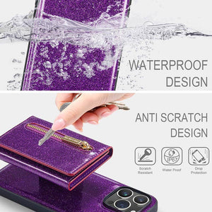 Casekis Glitter Cardholer Magnetic Phone Case Dark Purple