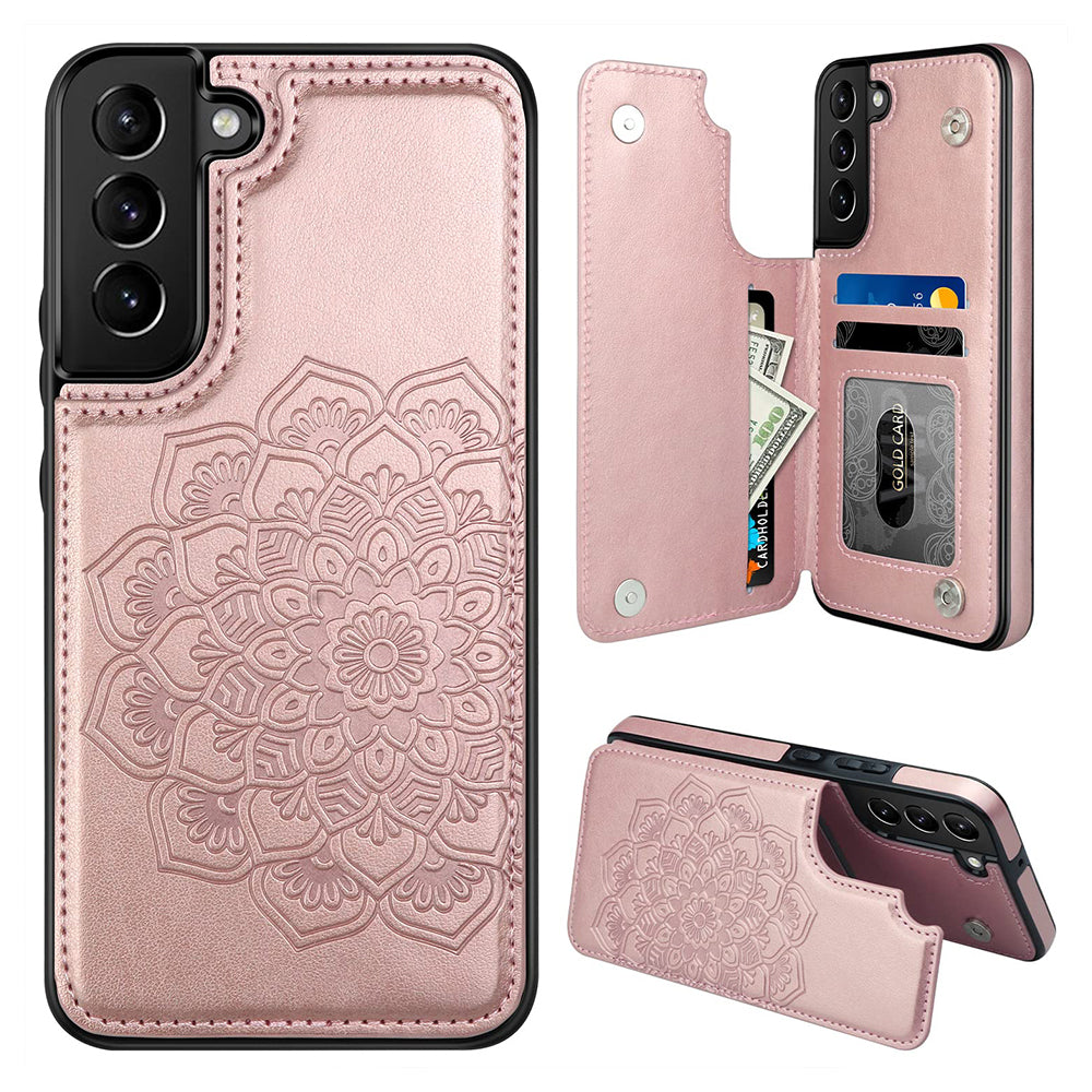 Casekis Mandala Embossed Phone Case for Galaxy S22 Plus 5G Rose Gold