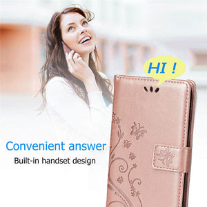 Leather Embossed Butterfly Flower Case With Wrist Strap For Samsung Galaxy A72 5G - Casekis
