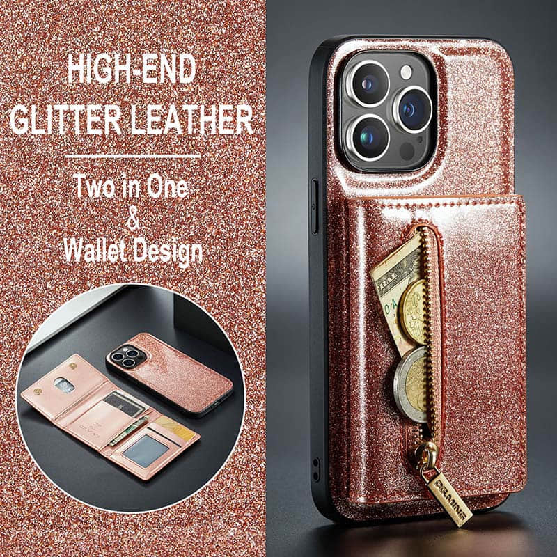 Casekis Glitter Cardholer Magnetic Phone Case Rose Gold