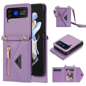 Casekis Crossbody Strap Leather Magnetic Wallet Case For Galaxy Z Flip 3 5G