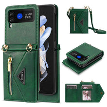 Load image into Gallery viewer, Casekis Crossbody Strap Leather Magnetic Wallet Case For Galaxy Z Flip 3 5G

