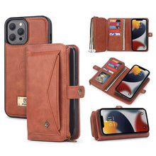 Muat gambar ke penampil Galeri, Casekis Large-Capacity Zipper Card Leather Case for iPhone
