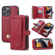 Load image into Gallery viewer, Casekis Large-Capacity Zipper Card Leather Case for iPhone
