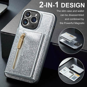 Casekis Glitter Cardholer Magnetic Phone Case Silver