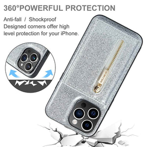 Casekis Glitter Cardholer Magnetic Phone Case Silver
