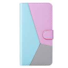 Load image into Gallery viewer, Casekis Three-Color Stitching PU Leather Flip Wallet Case Blue
