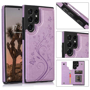 Casekis Butterfly Embossing Wallet Phone Case Purple