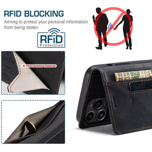 Casekis Retro RFID Wallet Phone Case Black